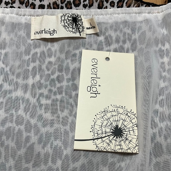 EVERLEIGH Leopard Print Lace Trimmed Crinkle Cami Fully Lined Spaghetti Straps L - Picture 5 of 8